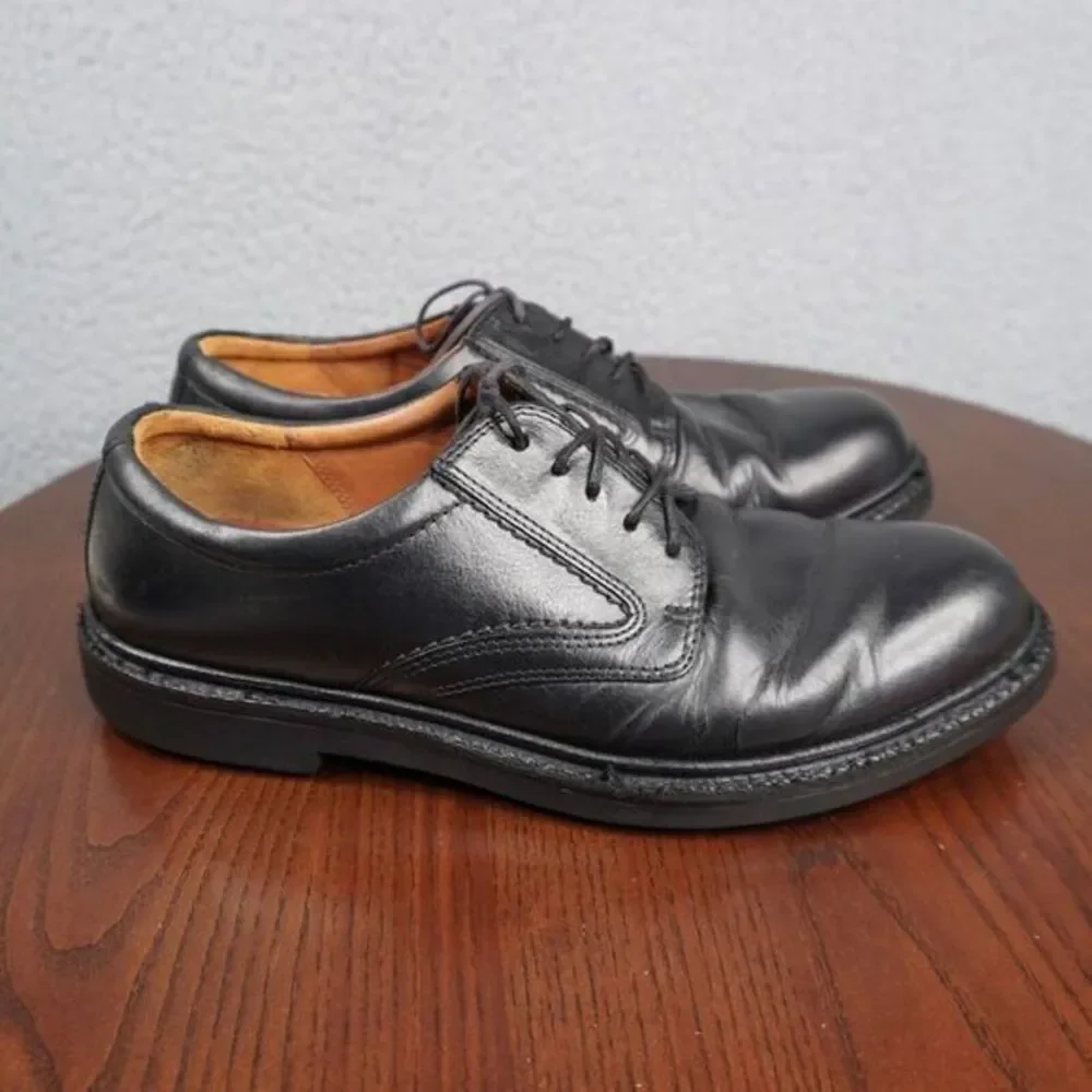 Ecco Shoes Mens Size 41 H / 7 - 7.5 Black Leather Comfort Lace Up Casual Oxford